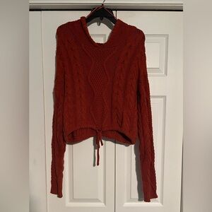 Aeropostale Auburn Orange Cropped Hooded Sweater